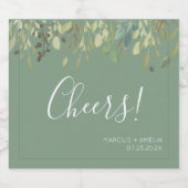 Basil & Eukalyptus Wedding Sparkling Weinlabel Schaumweinetikett (Einzelnes Label)