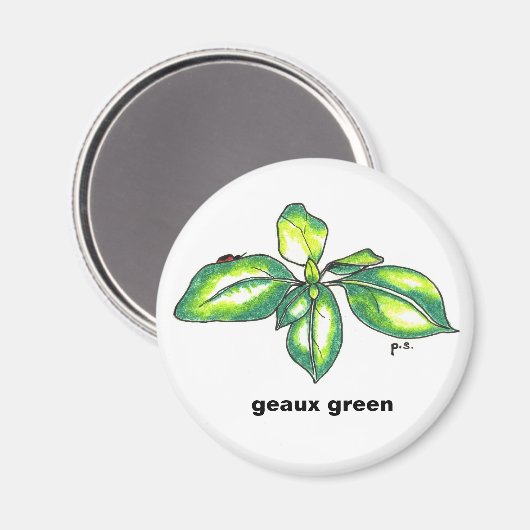 Basil, geaux grün magnet (Vorderseite/Rückseite)