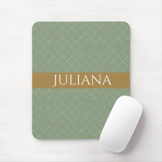 Basil Green Gold Quatrefolie Personalisiert Mousepad (Mit Mouse)