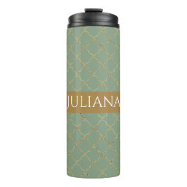 Basil Green Gold Quatrefolie Personalisiert Thermosbecher