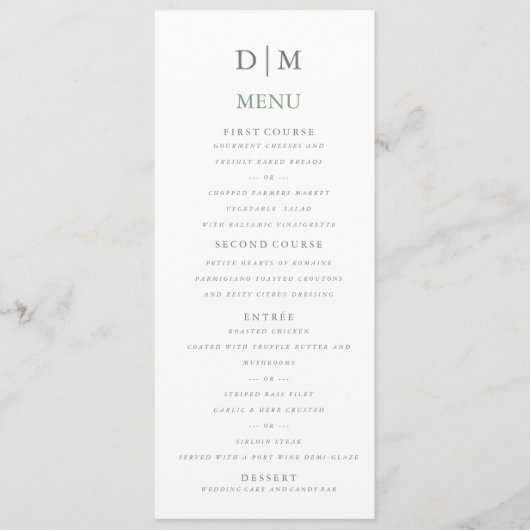 Basil Green Menu Menükarte (Vorderseite)