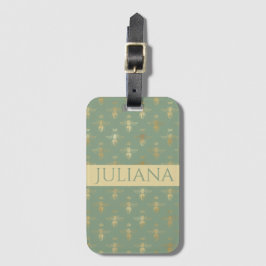 Basil Green und Gold Queen Bee Luggage Tag Gepäckanhänger