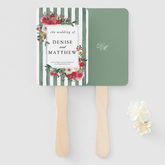 Basil Green Wedding Einladung Fächer (Vorne und Hinten)