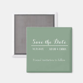 Basil Green & White Save the Date Magnet (Vorderseite/Rückseite)