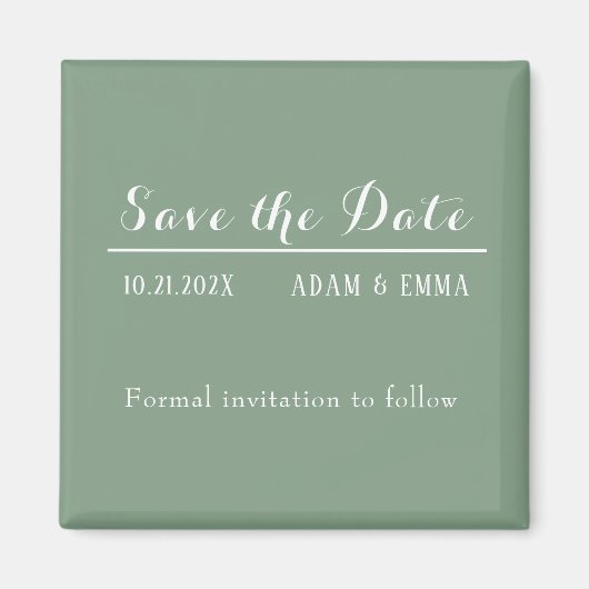 Basil Green & White Save the Date Magnet (Vorne)