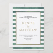 Basil Grüne Aquarellstreifen mit Goldschrift Einladung (Vorderseite)