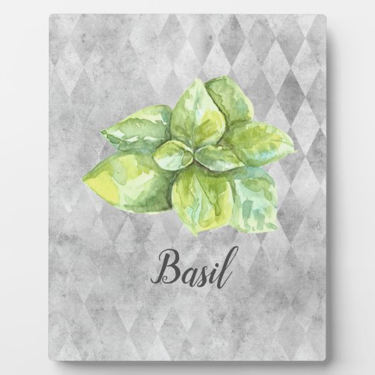 Basil Herb Watercolor Illustration Fotoplatte (Vorderseite)
