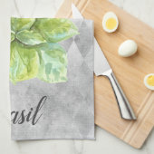 Basil Herb Watercolor Illustration Geschirrtuch (Viertel Falte)