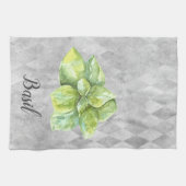 Basil Herb Watercolor Illustration Geschirrtuch (Horizontal)