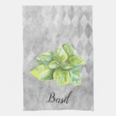 Basil Herb Watercolor Illustration Geschirrtuch (Vertikal)