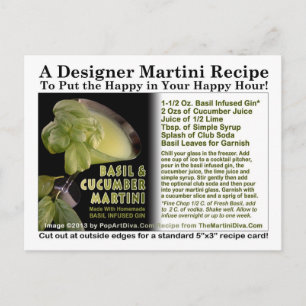 Basil Infused Gin Cucumber Martini Rezept Postkart Postkarte