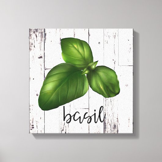 BASIL LEAF Weißholz Rustikales Bauernhaus Küche Leinwanddruck (Vorderseite)