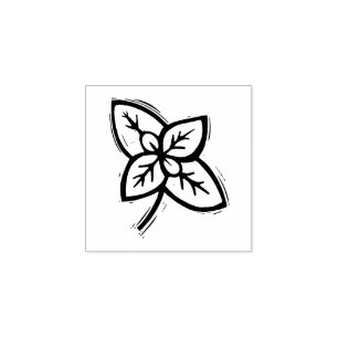 Basil Leaves Herbs Vegetable Rustic Linocut  Gummistempel