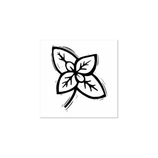 Basil Leaves Herbs Vegetable Rustic Linocut Gummistempel