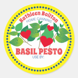 Basil pesto herzen italienisch Zuhause canning Runder Aufkleber