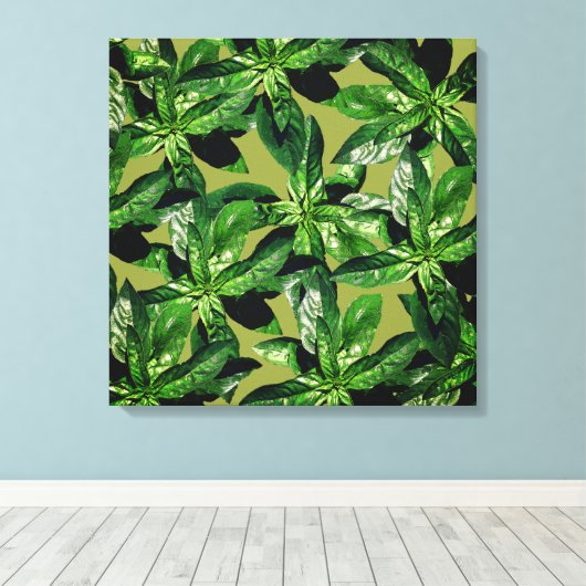 Basil Pflanze Foto Muster Wrapped canvas Leinwanddruck (Insitu (Holzboden))