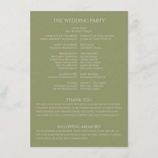 Basil ・ SkriptWedding-Programm Begleitkarte (Rückseite)