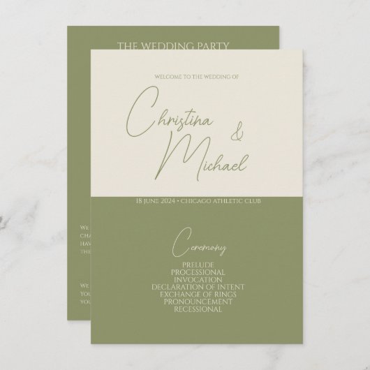 Basil ・ SkriptWedding-Programm Begleitkarte (Vorne/Hinten)