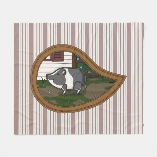 Basil the Pig Fleece Blanket (Vorderseite (Horizontal))