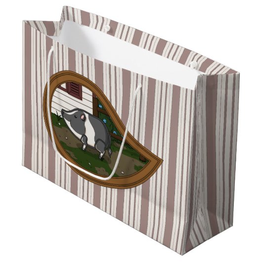 Basil the Pig Gift Bag Große Geschenktüte (Vorderseite Schrägansicht)