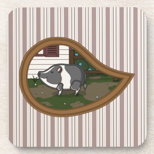 Basil the Pig Square Untersetzer (Vorderseite)