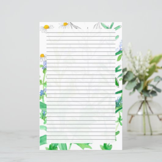 Basil Thyme Herbs Lined Stationery Letter Writing (Stehend Vorderseite)