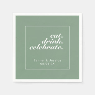 Basil & White Moderne Minimalistische Hochzeit Serviette