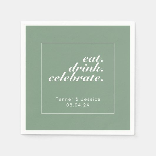 Basil & White Moderne Minimalistische Hochzeit Serviette (Vorderseite)