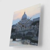 Basilica in Rome, Italy Quadratische Wanduhr (Winkel)