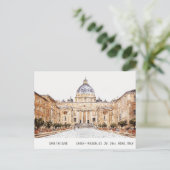 Basilica Rom - Italien Wasserfarbe Save the Date Postkarte (Stehend Vorderseite)