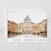 Basilica Rom - Italien Wasserfarbe Save the Date Postkarte (Vorne/Hinten)