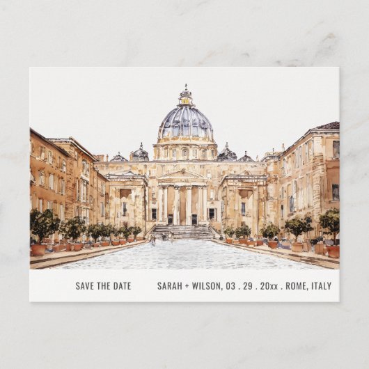 Basilica Rom - Italien Wasserfarbe Save the Date Postkarte (Vorderseite)