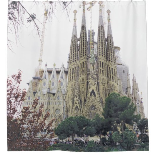 "Basilica Sagrada Familia in Barcelona, Spanien" Duschvorhang (Vorderseite)