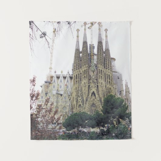 "Basilica Sagrada Familia in Barcelona, Spanien" Wandteppich (Vorderseite)