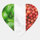 Basilienkraut Weißer Marmor und Tomate Italienisch Herz-Aufkleber (Vorderseite)