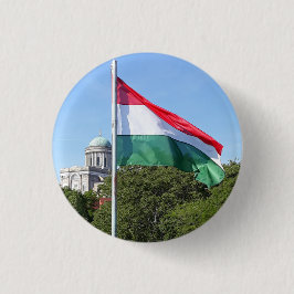 Basilika Esztergom und ungarische Flagge Button