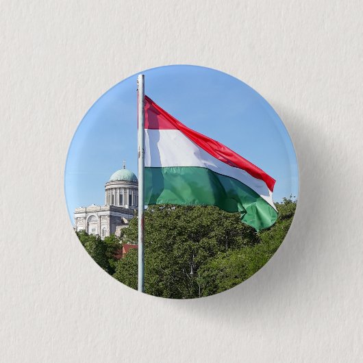 Basilika Esztergom und ungarische Flagge Button (Vorderseite)
