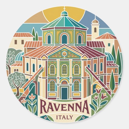 Basilika San Vitale Italien Runder Aufkleber (Vorderseite)