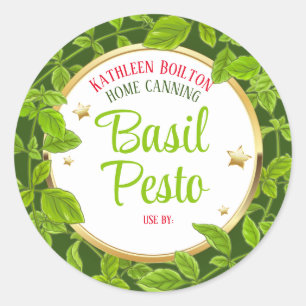 Basilikum pesto stars Italienische Zuhause-Konserv Runder Aufkleber