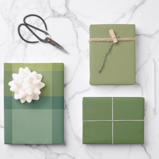 Basilikum- und Dill-Einwickelpapier-Set mit 3 flac Geschenkpapier Set (Vorderseite)