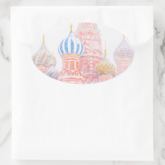 Basilische Kathedrale im Schneesturm Ovaler Aufkleber (Tasche)