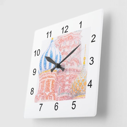 Basilische Kathedrale im Schneesturm Quadratische Wanduhr (Winkel)