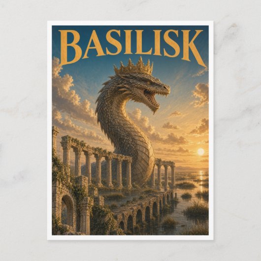 Basilisk, Gothic Fantasy Monster Postkarte (Vorderseite)