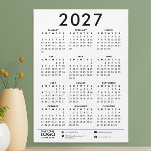 Basischer moderner Unternehmenslogo-Kalender 2027 Magnetkarte
