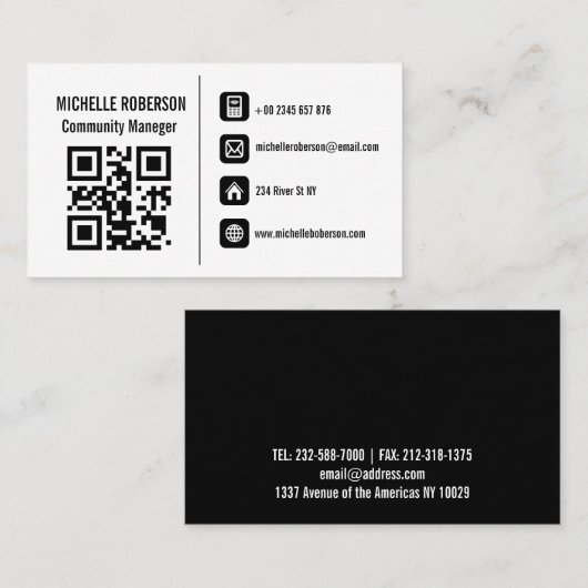 Basisinfos und qr Business Card Visitenkarte (Vorne/Hinten)