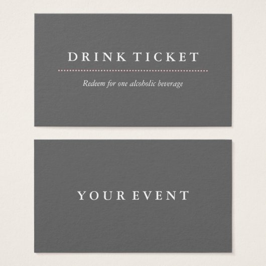 Basiskarte Clean Gray Drink Ticket (Vorne & Hinten)