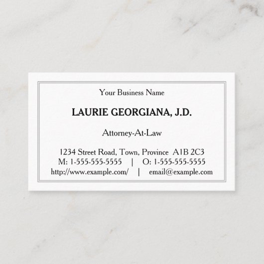 Basiskarte, Minimalistische Visitenkarte (Vorderseite)