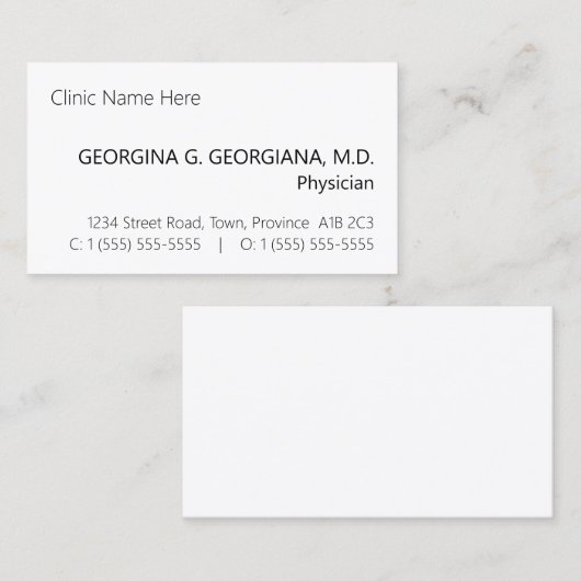 Basiskarte, Schlichte Visitenkarte (Vorne/Hinten)