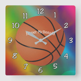 Baskeball Multi-farbiges Bkgrd-Foto Personalisiere Quadratische Wanduhr