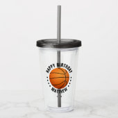 Basket Ball Happy Birthday Name Acryltrinkbecher (Vorderseite)